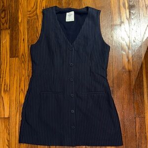Abercrombie & Fitch Mara Vest Navy Pinstripe Sleeveless Dress Size Large